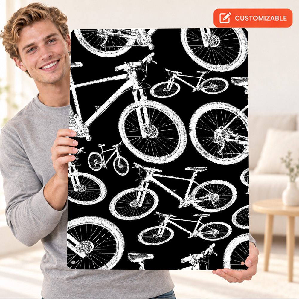 Mountain Biking Europe - Mountain Bike Pattern Graphic Aluminum Poster